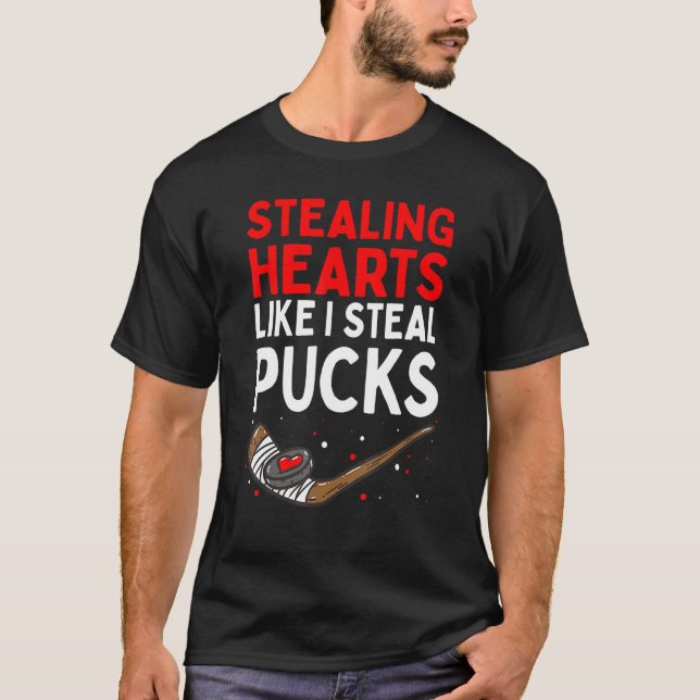 Stealing Heart Like I Steal Pucks Valentines Day H T-Shirt (Front)