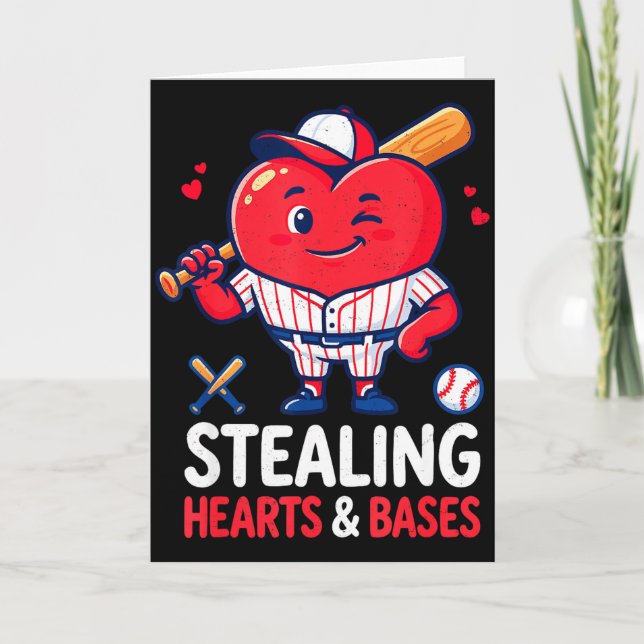 Stealing Hearts And Bases Baseball Player Valentin Card (Front)