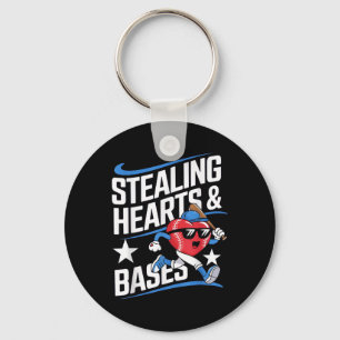Stealing Hearts And Bases Baseball Valentine’s Day Key Ring
