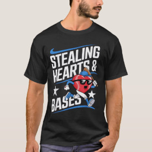 Stealing Hearts And Bases Baseball Valentine’s Day T-Shirt