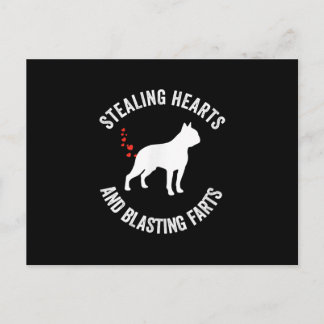 Stealing Hearts And Blasting Farts Boston Terrier Announcement Postcard
