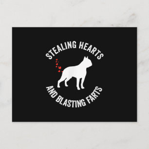 Stealing Hearts And Blasting Farts Boston Terrier Holiday Postcard