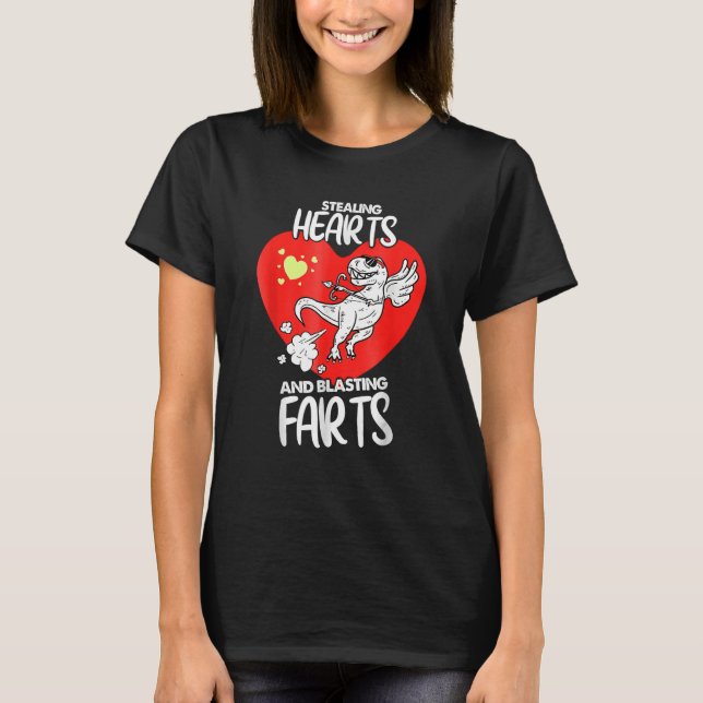 Stealing Hearts And Blasting Farts Dino Cupid Vale T-Shirt (Front)
