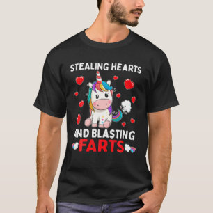 Stealing Hearts And Blasting Farts Unicorn Valenti T-Shirt