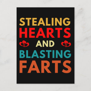 Stealing Hearts And Blasting Farts Valentines Day Postcard