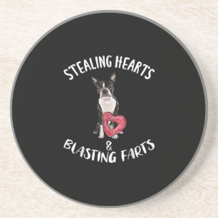 Stealing Hearts Blasting Farts Boston Terrier Coaster