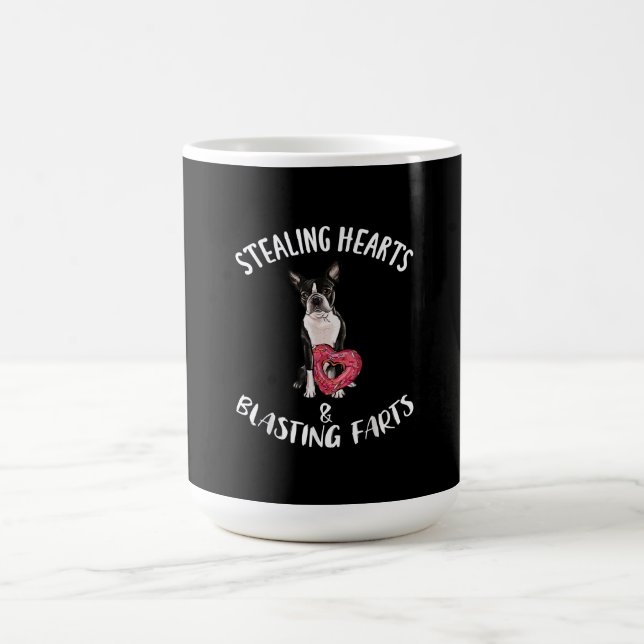 Stealing Hearts Blasting Farts Boston Terrier Coffee Mug (Center)