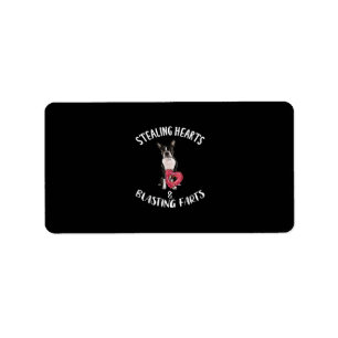 Stealing Hearts Blasting Farts Boston Terrier Label