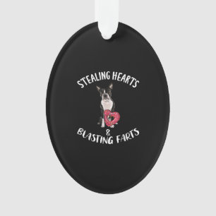 Stealing Hearts Blasting Farts Boston Terrier Ornament
