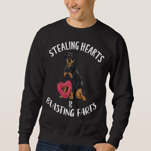 Stealing Hearts Blasting Farts Rottweiler Valentin Sweatshirt (Front)