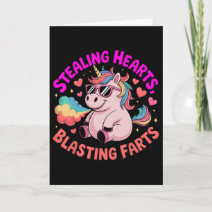 Stealing Hearts Blasting Farts Unicorn Valentine Card