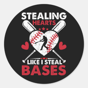 Stealing Hearts Like I Steal Bases2 Classic Round Sticker