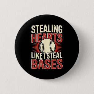 Stealing Hearts Like I Steal Bases Baseball Valent 6 Cm Round Badge