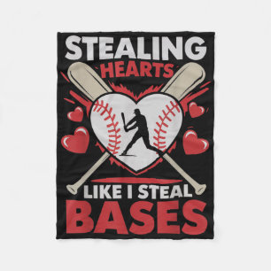 Stealing Hearts Like I Steal Bases Baseball Valent Fleece Blanket
