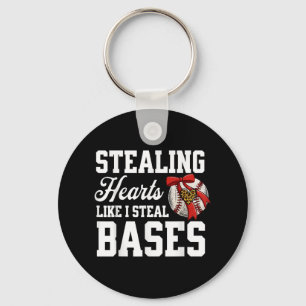 Stealing Hearts Like I Steal Bases Baseball Valent Key Ring