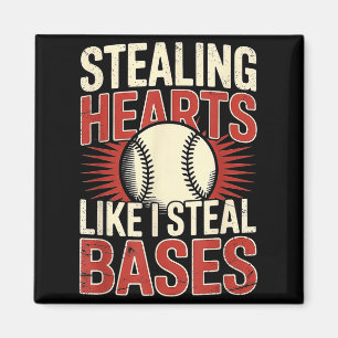 Stealing Hearts Like I Steal Bases Baseball Valent Magnet