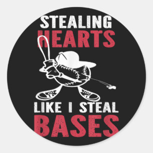 Stealing Hearts Like I Steal Bases  Classic Round Sticker