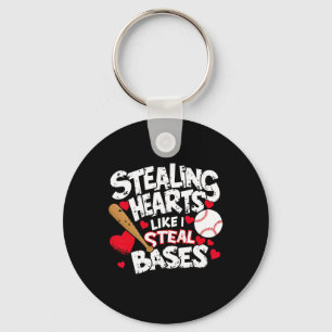 Stealing Hearts Like I Steal Bases Key Ring