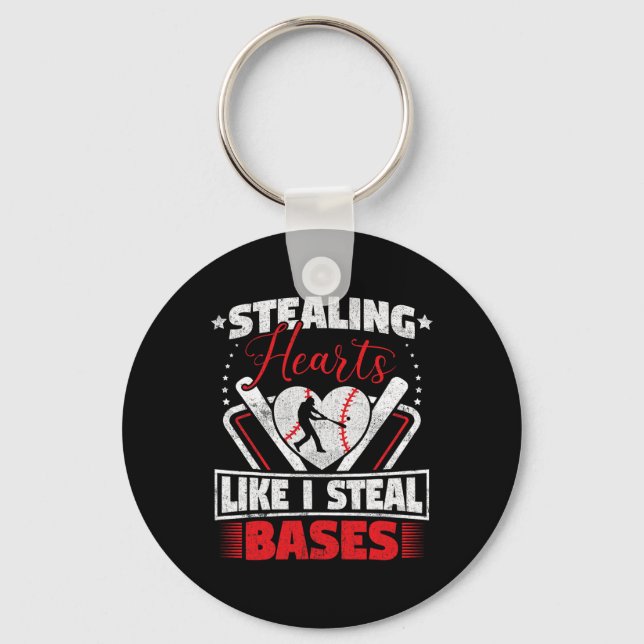 Stealing Hearts Like I Steal Bases Softball Baseba Key Ring (Front)
