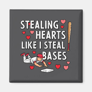 Stealing Hearts Like I Steal Bases Valentines Day Magnet