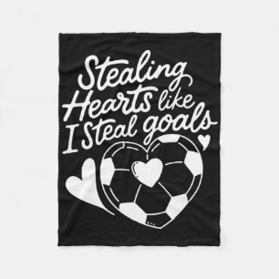 Stealing Hearts Like I Steal Goals Soccer Valentin Fleece Blanket