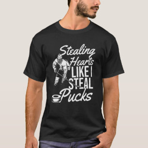 Stealing Hearts Like I Steal Pucks Flowers Ice Hoc T-Shirt