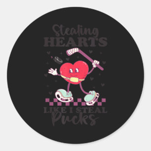 Stealing Hearts Like I Steal Pucks Funny Valentine Classic Round Sticker