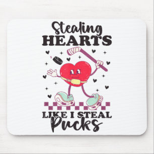 Stealing Hearts Like I Steal Pucks Funny Valentine Mouse Pad