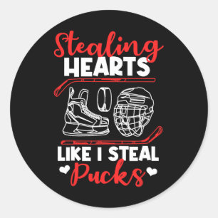 Stealing Hearts Like I Steal Pucks Ice Hockey Vale Classic Round Sticker