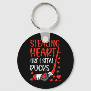 Stealing Hearts Like I Steal Pucks Valentines Day Key Ring