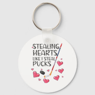 Stealing Hearts Like I Steal Pucks Valentines Day  Key Ring