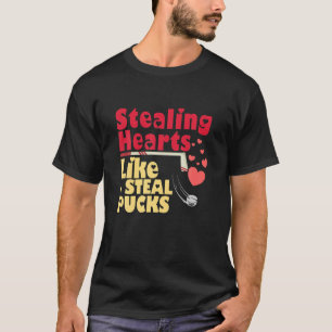Stealing Hearts Like I Steal Pucks Valentines Day T-Shirt