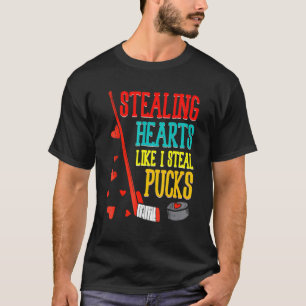 Stealing Hearts Like I Steal Pucks Valentines Day T-Shirt