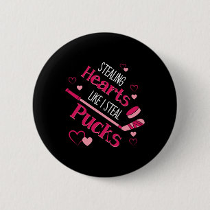 Stealing Hearts Pucks Hockey Ice Rink Valentine Da 6 Cm Round Badge