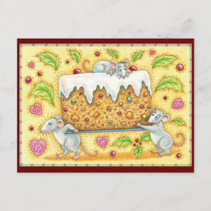 Stealing the Fruitcake Cute Christmas Holiday Postcard