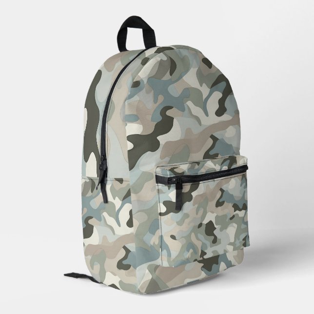 Stealth Blue Camo Wave Printed Backpack (Back Corner Left)