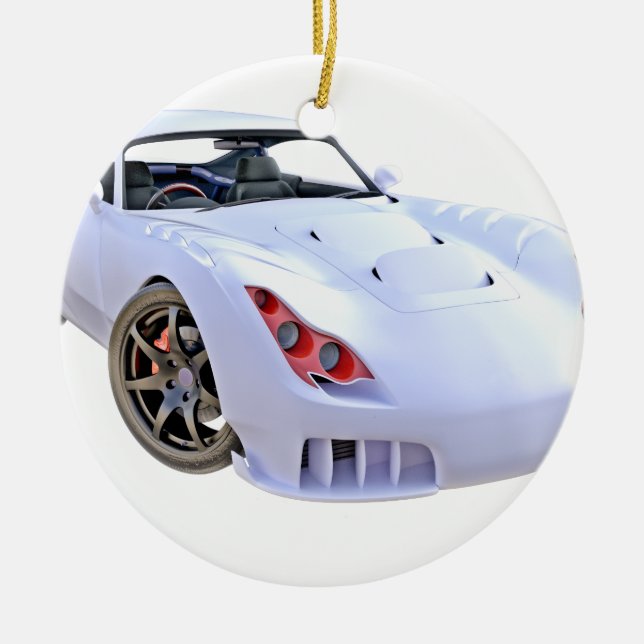 Stealth Car in White Ceramic Ornament (Front)