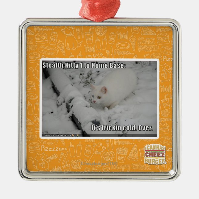 Stealth Kitty 1 Metal Tree Decoration (Front)