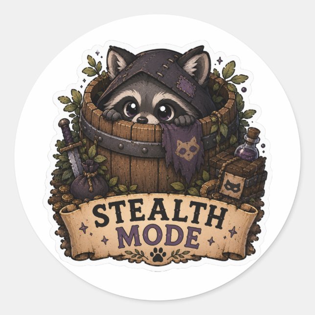 Stealth Mode Funny Rogue Racoon Sticker (Front)
