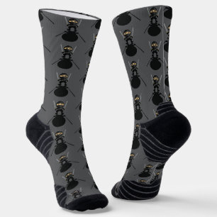 Stealth Ninja Pattern Dual Katana Anime Athletic Socks