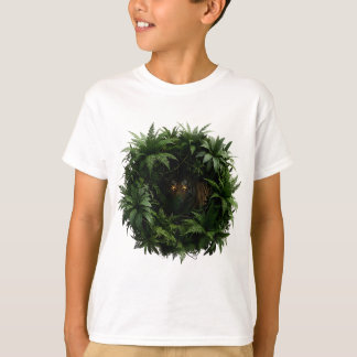 Stealthy Tiger Camouflaged in Tropical T-Shirt