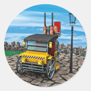 Steam Cab-Taxi Classic Round Sticker