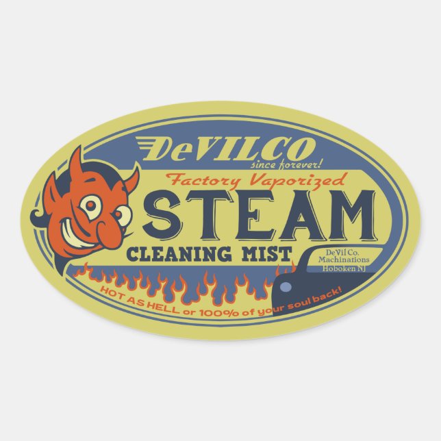 Steam Cleaning Mist Oval Sticker (Front)