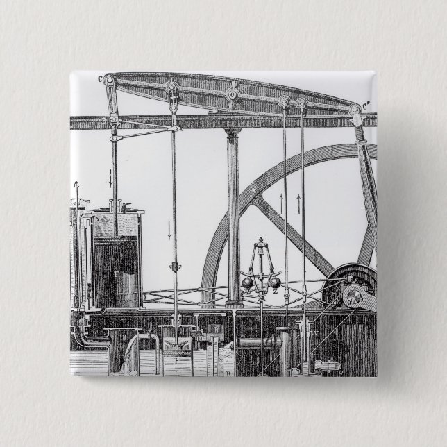 Steam Engine 15 Cm Square Badge (Front)