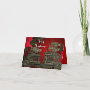 STEAM ENGINE FARM TRACTOR TRACTION ENGINE 1889 HOLIDAY CARD