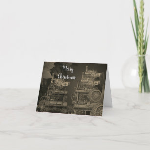 STEAM ENGINE FARM TRACTOR TRACTION ENGINE 1889 HOLIDAY CARD