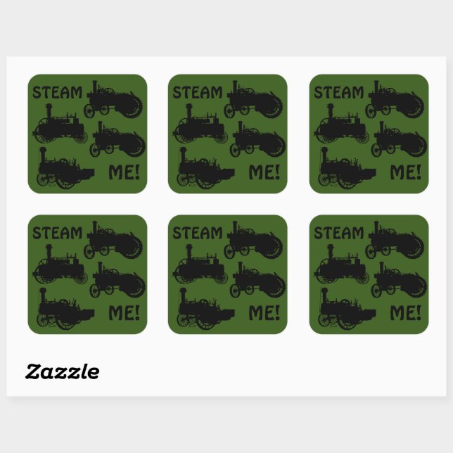 Steam Engine Farm Tractor Traction Farming Antique Square Sticker (Sheet)