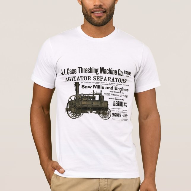 Steam Engine Farm Tractor Traction Farming Antique T-Shirt (Front)