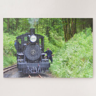 Steam engine in the forest, Wales Jigsaw Puzzle