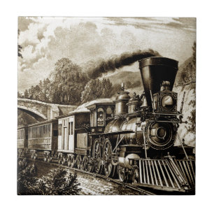 Steam engine locomotive history ceramic tile